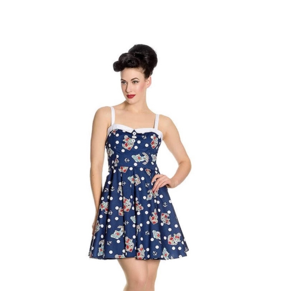 Hell Bunny Oceana rare anchor fit flare dress rockabilly small
